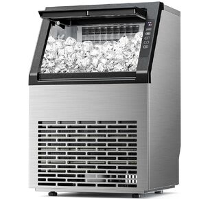 Antarctic Star Commercial Ice Makers Machine Stainless Steel Makers 100 Lbs of Ice Per 24H with 33 Pounds Storage Capacity Ice Cubes Freestanding Party/Bar/Restaurant Scoop Connection Hose Silver in Kuwait
