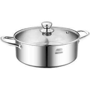 Stainless Steel Shabu Hot Pot, with Divider and Lid, for Induction Cooktop Gas Stove Silver/One Color/5.5L in Saudi Arabia