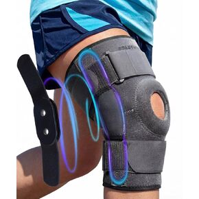 Sparthos Hinged Knee Brace - Relieves ACL, MCL, Meniscus Tear, Arthritis, Tendon Pain - Dual Metal Side Stabilizers - Support for Running, For Men and Women Check Size Chart (Large, 15½-20″ Thigh) in Kuwait