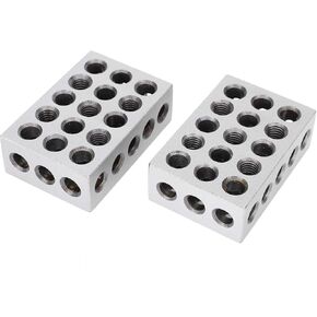 123 Blocks 2Pcs 1-2-3 Precision Blocks Ultra Precision 1 2 3 Blocks Metric Matched Machinist 123 Hardened Steel Milling Tool, Gauge Parallel Clamping Block Lathe Tools with 23 Holes, 2.5 x 5 x 7.5cm in Kuwait
