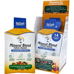 Vital Earth Minerals Detox & Wellness Support – Fulvic Humic Mineral Blend with 70+ Trace Minerals, Electrolytes, 14 Single-Serve Packs/Box in Kuwait