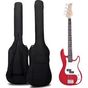 TBACW Bass Guitar Case - Bass Guitar Gig Bag 0.25 Inch Thick Padding Backpack Soft & Large Pocket & Back Hanger Loop Black (Bass Guitar Bag) in Kuwait