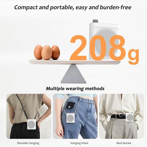 Voice Amplifier Wireless Microphone with Magnetic Lavalier, Portable Voice Amplifier for Teachers with 2 Mic, Rechargeable Bluetooth Speaker System for Classroom, Yoga, Meetings, Speeches (White) in Kuwait