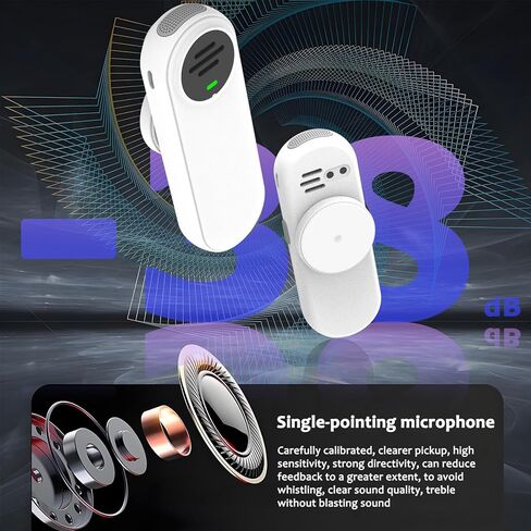 Voice Amplifier Wireless Microphone with Magnetic Lavalier, Portable Voice Amplifier for Teachers with 2 Mic, Rechargeable Bluetooth Speaker System for Classroom, Yoga, Meetings, Speeches (White) in Kuwait