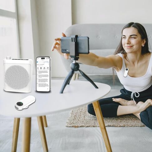 Voice Amplifier Wireless Microphone with Magnetic Lavalier, Portable Voice Amplifier for Teachers with 2 Mic, Rechargeable Bluetooth Speaker System for Classroom, Yoga, Meetings, Speeches (White) in Kuwait