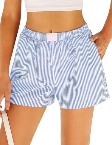 شورت Marvmys Womens Boxer Cotton Plaid Gingham Shorts Summer مرنة Pajama Buttoms مع جيوب in Saudi Arabia