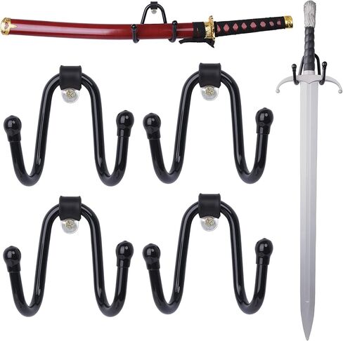 4 Pack Small Adjustable Sword Wall Mount Display Rack Stand Holder Hook Hanger for Sword, Dagger, Axe, Keyblade Vertical or Horizontal Display in Kuwait