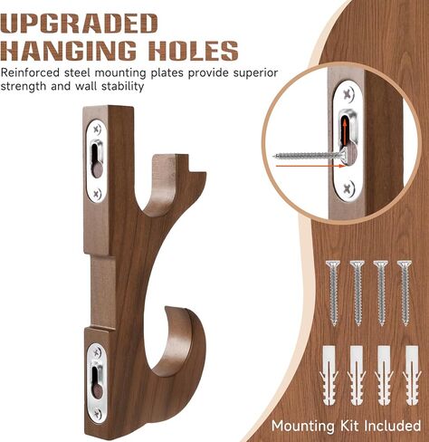 EZVYAO حامل تثبيت على الحائط على شكل سيف من طبقتين من خشب الجوز كاتانا، عرض قابل للتعديل لرف سلاح السيف الساموراي واكيزاشي، بني in Kuwait