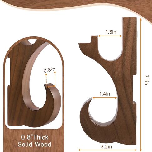 EZVYAO حامل تثبيت على الحائط على شكل سيف من طبقتين من خشب الجوز كاتانا، عرض قابل للتعديل لرف سلاح السيف الساموراي واكيزاشي، بني in Kuwait