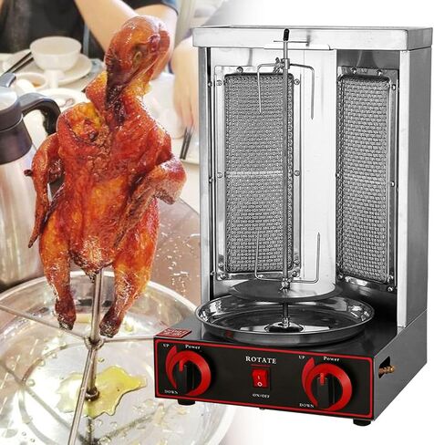 Electric Vertical Rotisserie Shawarma Machine- 360° Rotating Grill, Stainless Steel Countertop Doner Kebab Cooking Machine, BBQ Broiler Barbecue Oven, Commercial Meat Mak-Black-110V in Saudi Arabia