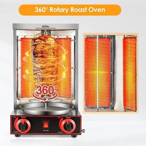 Commercial Automatic Rotating Grill, Gas Doner Kebab Machine Vertical Broiler Gyro Rotisserie, Gas Cooker Rotating Roaster Baking Machine, Simple Temperature Control Panel in Kuwait