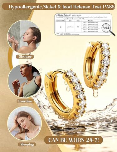 Jstyle 14K Gold Earrings Women Hypoallergenic Cartilage Earrings Set for Multiple Piercing Trendy Huggie Hoop Earring Lightweight Earring Stacks Small Cute Pearl CZ Studs Hoops Gold/Silver in Kuwait