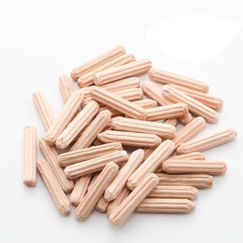 48Pcs 8mm x 30mm / 5/16 Inch x 1.18 Inch Wooden Dowel Pin Fluted Beveled Ends Wooden Pegs Support Shelves in Saudi Arabia