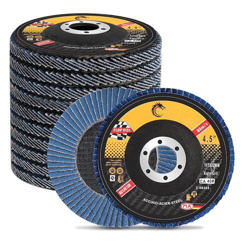 مجموعة أقراص صنفرة زركونيا 40/60/80/100/120 حبيبة مع عجلات قطع لمطحنة الزوايا، قرص صنفرة رفرف مقاس 4 1/2 × 7/8 بوصة للمعادن المصنوعة من الفولاذ المقاوم للصدأ، مجموعة أقراص عجلة الطحن من النوع 27 (10+2+1) in Kuwait