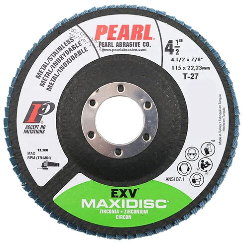 5-PK Pearl Abrasive MAX4560ZE EXV Zirconia Maxidisc Flap Disc 4-1/2 x 7/8 for Metal and Stainless Steel Type 27 Grit Z60 in Saudi Arabia