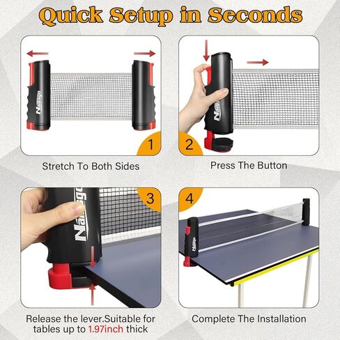 مجموعة تنس الطاولة مع شبكة قابلة للسحب، مجموعة مجداف بينج بونج المحمولة مع مضربين و8 كرات وحقيبة شبكية، طقم تنس طاولة سهل الإعداد للاستخدام الداخلي والخارجي والمبتدئين والمنزل والمكتب in Kuwait