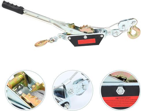 Balacoo Lightweight 2t Ratchet Wire Rope Puller with Dual Hooks, 2m Steel Cable Manual Power Puller for Boat and Industrial Use in Saudi Arabia