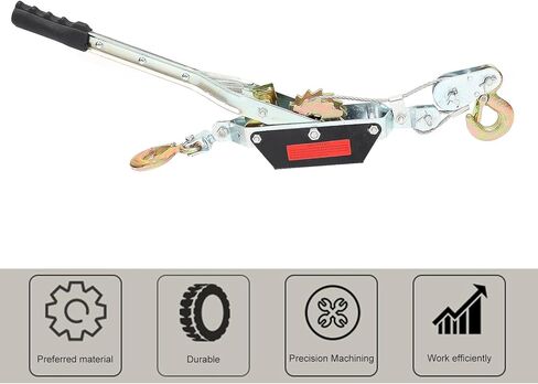 Balacoo Lightweight 2t Ratchet Wire Rope Puller with Dual Hooks, 2m Steel Cable Manual Power Puller for Boat and Industrial Use in Saudi Arabia