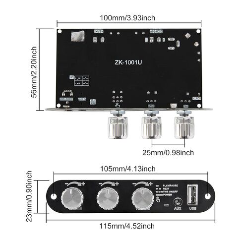 ZK-1001U Mono Amplifier Board with TWS, 100W Power Output, Vehicle Amplifier Wide Voltage Input 9-24V, Supports USB/AUX/Bluetooth in Saudi Arabia