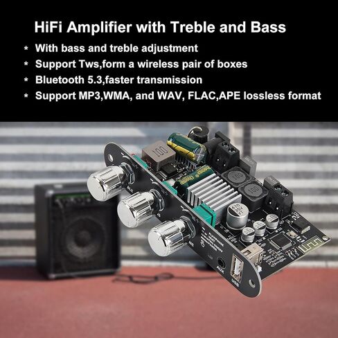 ZK-1001U Mono Amplifier Board with TWS, 100W Power Output, Vehicle Amplifier Wide Voltage Input 9-24V, Supports USB/AUX/Bluetooth in Saudi Arabia