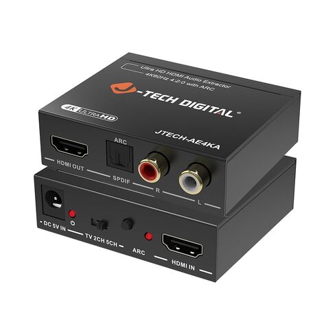 مستخلص صوت HDMI رقمي 4K@60 هرتز من J-Tech مع ARC وHDMI إلى RCA ومحول بصري، ودعم ستيريو Dolby Digital/DTS للتلفزيون، وأجهزة الألعاب، وبلو راي، والكمبيوتر المحمول [JTECH-AE4KA] in Saudi Arabia