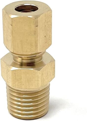 Compression Fitting, Connector Tube Coupling for Gasoline Oil Vacuum Non-Potable Water Lines 1/4" Comp (Actual Diameter 1/4 in) x 1/4" Male NPT (Actual Diameter 9/16 inch) Brass in Saudi Arabia