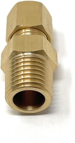 Compression Fitting, Connector Tube Coupling for Gasoline Oil Vacuum Non-Potable Water Lines 1/4" Comp (Actual Diameter 1/4 in) x 1/4" Male NPT (Actual Diameter 9/16 inch) Brass in Saudi Arabia