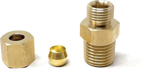 Compression Fitting, Connector Tube Coupling for Gasoline Oil Vacuum Non-Potable Water Lines 1/4" Comp (Actual Diameter 1/4 in) x 1/4" Male NPT (Actual Diameter 9/16 inch) Brass in Saudi Arabia