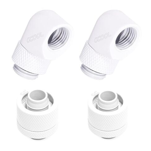 Alphacool Eiszapfen G1/4" إلى 10 مم معرف، تركيب ضغط OD 16 مم ومجموعة تركيب دوارة 90 درجة، أبيض، عبوتان in Kuwait