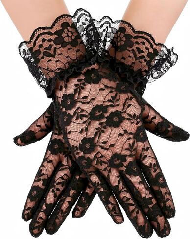 Lace Glove for Women Costume, Tea Party Gloves Vintage Short Lace Opera Glove for Opera Wedding Dinner 1920s Party in Kuwait