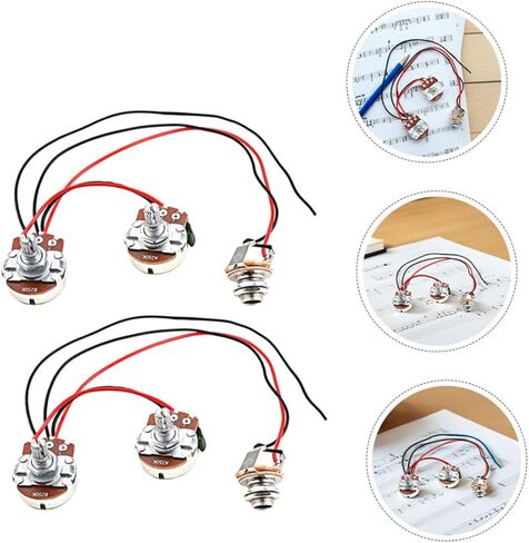 2 Sets Bass Guitar Wiring Harness Kit, Prewired Bass Circuit Harness with Enhanced Tone for Stage Performance and Music Expression, Professional Guitar Accessories in Saudi Arabia