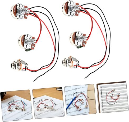 2 Sets Bass Guitar Wiring Harness Kit, Prewired Bass Circuit Harness with Enhanced Tone for Stage Performance and Music Expression, Professional Guitar Accessories in Saudi Arabia