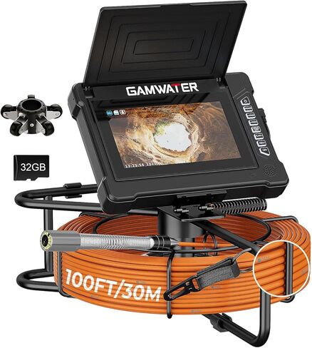 كاميرا الصرف الصحي 100FT/30M 23 مم كاميرا فحص الأنابيب DVR ومسجل الصوت مع شاشة IPS 7 بوصة، سباكة ثعبان بوريسكوب 12 LED HD 1000TVL، متضمنة بطاقة 32 جيجابايت in Kuwait