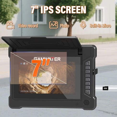 كاميرا الصرف الصحي 100FT/30M 23 مم كاميرا فحص الأنابيب DVR ومسجل الصوت مع شاشة IPS 7 بوصة، سباكة ثعبان بوريسكوب 12 LED HD 1000TVL، متضمنة بطاقة 32 جيجابايت in Kuwait