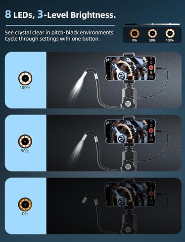 Endoscope Camera with Light[360°Rotation],1920P HD Articulating Borescope with Semi-Rigid Snake Camera, IP67 Waterproof Inspection,Gifts/Tools Bore Scope Girls for Men for iPhone in Kuwait