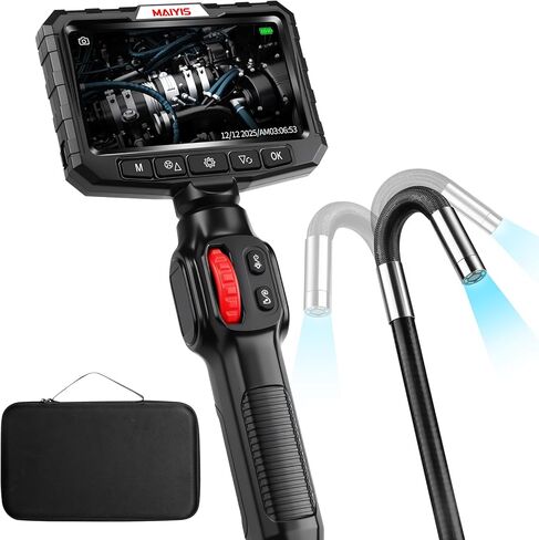 Two-Way Articulating Borescope Camera with Light, 0.24 in Mini Inspection Camera with 5 in HD Screen, 6.5ft Semi-Rigid Snake Cable Endoscope for Wall, Engine, HVAC and Plumbing Checks in Saudi Arabia