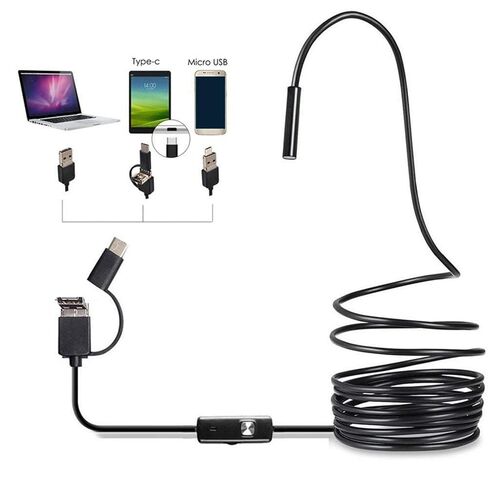 3 in 1 Inspection Camera with Light, HD Inspection Camera Borescope, IP67 Waterproof Borescope with 6 Adjustable LED Light Snake Cable USB Adapter for Android Phone PC(1.5 M) in Kuwait