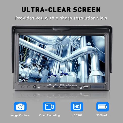 كاميرا الصرف الصحي 66FT/20M فحص الأنابيب مع الضوء، بطارية 5600 مللي أمبير، 23 مم، مسجل فيديو رقمي ومسجل صوت، شاشة 7 بوصة، 6 مصابيح LED، متضمنة بطاقة 32 جيجابايت in Kuwait