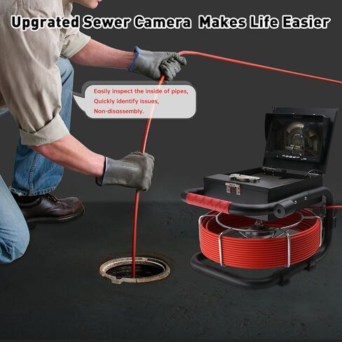 كاميرا الصرف الصحي 66FT/20M فحص الأنابيب مع الضوء، بطارية 5600 مللي أمبير، 23 مم، مسجل فيديو رقمي ومسجل صوت، شاشة 7 بوصة، 6 مصابيح LED، متضمنة بطاقة 32 جيجابايت in Kuwait