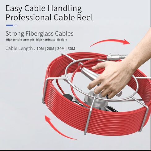 كاميرا الصرف الصحي 66FT/20M فحص الأنابيب مع الضوء، بطارية 5600 مللي أمبير، 23 مم، مسجل فيديو رقمي ومسجل صوت، شاشة 7 بوصة، 6 مصابيح LED، متضمنة بطاقة 32 جيجابايت in Kuwait