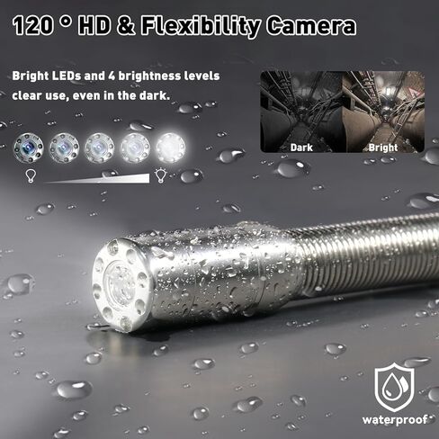 كاميرا الصرف الصحي 66FT/20M فحص الأنابيب مع الضوء، بطارية 5600 مللي أمبير، 23 مم، مسجل فيديو رقمي ومسجل صوت، شاشة 7 بوصة، 6 مصابيح LED، متضمنة بطاقة 32 جيجابايت in Kuwait