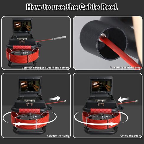 كاميرا الصرف الصحي 66FT/20M فحص الأنابيب مع الضوء، بطارية 5600 مللي أمبير، 23 مم، مسجل فيديو رقمي ومسجل صوت، شاشة 7 بوصة، 6 مصابيح LED، متضمنة بطاقة 32 جيجابايت in Kuwait