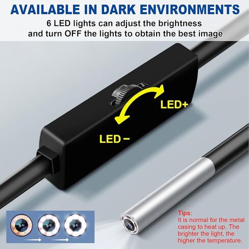 منظار بفتحة صغيرة 3.9 ملم، كاميرا منظار بفتحة - مناسبة لـ. 20 عيارًا وأنابيب أكبر، أداة فحص ماسورة البندقية، مناسبة للهواتف الذكية التي تعمل بنظام Android وiOS iPhone وiPad وSamsung in Kuwait