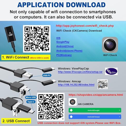 منظار بفتحة صغيرة 3.9 ملم، كاميرا منظار بفتحة - مناسبة لـ. 20 عيارًا وأنابيب أكبر، أداة فحص ماسورة البندقية، مناسبة للهواتف الذكية التي تعمل بنظام Android وiOS iPhone وiPad وSamsung in Kuwait