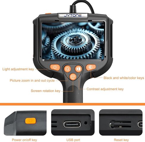 كاميرا المنظار مع ضوء، شاشة HD 4.3 بوصة، منظار مقاوم للماء 5.5 مم، كابل شبه صلب بطول 6.6 قدم، 6 كاميرات سباكة LED للأنابيب ومحرك السيارة وفحص الصرف in Kuwait