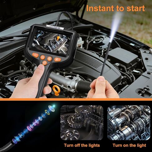 كاميرا المنظار مع ضوء، شاشة HD 4.3 بوصة، منظار مقاوم للماء 5.5 مم، كابل شبه صلب بطول 6.6 قدم، 6 كاميرات سباكة LED للأنابيب ومحرك السيارة وفحص الصرف in Kuwait