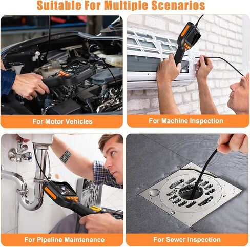 كاميرا المنظار مع ضوء، شاشة HD 4.3 بوصة، منظار مقاوم للماء 5.5 مم، كابل شبه صلب بطول 6.6 قدم، 6 كاميرات سباكة LED للأنابيب ومحرك السيارة وفحص الصرف in Kuwait