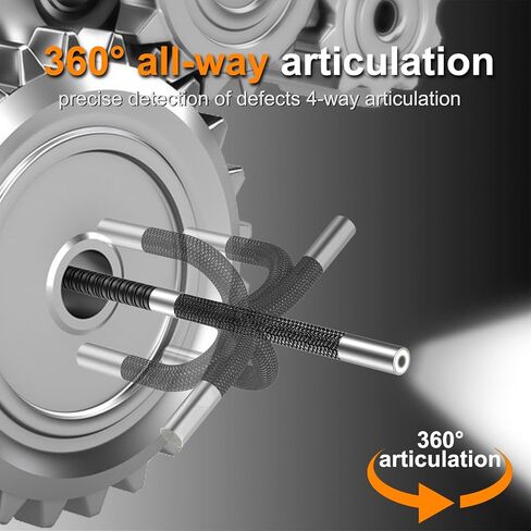 360° Articulating Borescope with 0.25 in Slim Probe, 5" HD 4-Ways Industrial Endoscope Camera with Light, Articulated Flexible Snake Camera for Plumbing & Machinery Inspection in Saudi Arabia