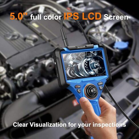 360° Articulating Borescope with 0.25 in Slim Probe, 5" HD 4-Ways Industrial Endoscope Camera with Light, Articulated Flexible Snake Camera for Plumbing & Machinery Inspection in Saudi Arabia