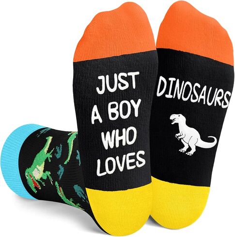 HAPPYPOP Crazy Dino Socks - Dinosaur Gifts for Boys, Funny Kids Socks 7-10 Years in Saudi Arabia